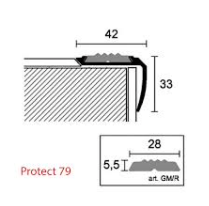 Profil schodowy aluminium PROTECT 79/125 PROFILPAS